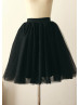 Pure Black Satin Tulle Short Skirt